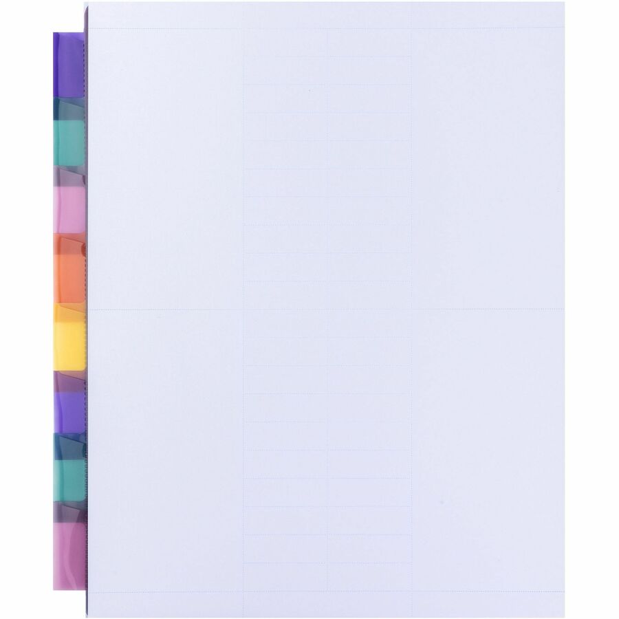 Business Source 3-Hole Poly Insert Index Dividers - 8 Print-on Tab(s) - 8.5" Divider Width x 11" Divider Length - Letter - Plastic Divider - Multicolor Tab(s) - Insertable - 8 / Set