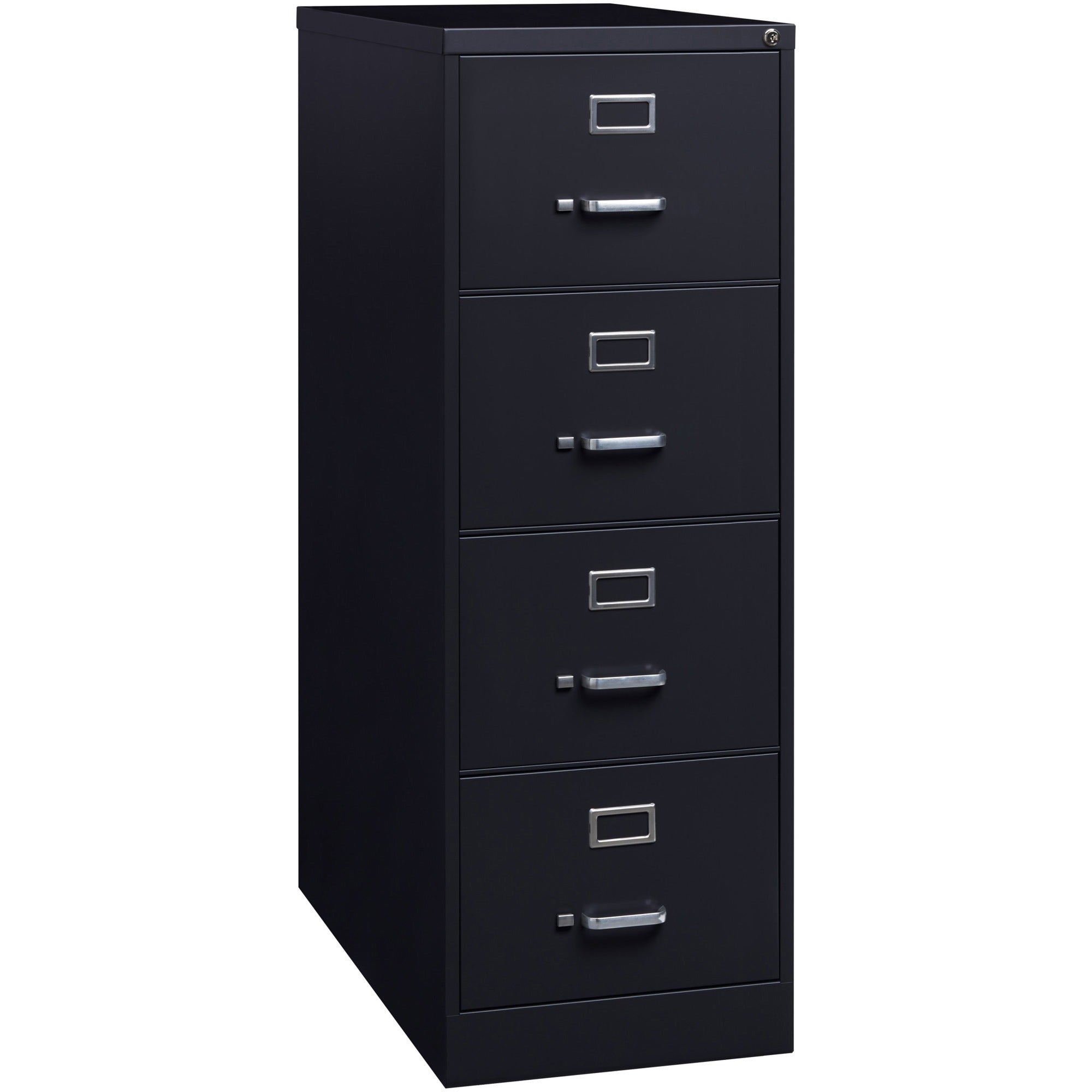 Lorell Fortress Series 26-1/2" Commercial-Grade Vertical File Cabinet - 18" x 26.5" x 52" - 4 x Drawer(s) for File - Legal - Vertical - Lockable, Ball-bearing Suspension, Heavy Duty - Black - Steel - Recycled - 