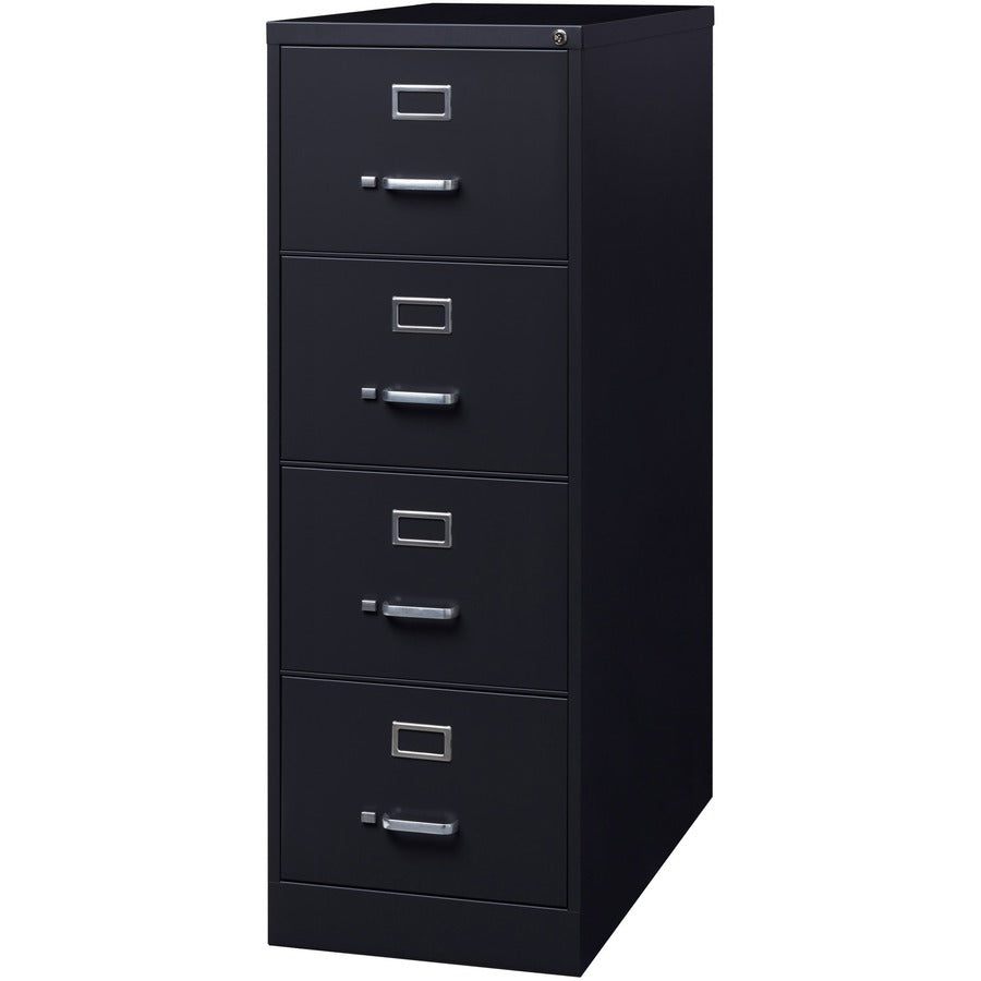 Lorell Fortress Series 26-1/2" Commercial-Grade Vertical File Cabinet - 18" x 26.5" x 52" - 4 x Drawer(s) for File - Legal - Vertical - Lockable, Ball-bearing Suspension, Heavy Duty - Black - Steel - Recycled