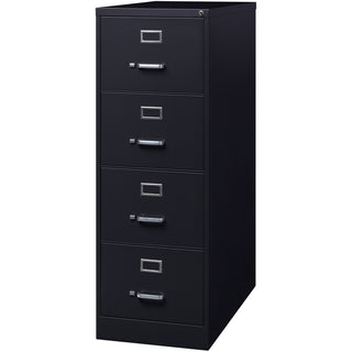 Lorell Fortress Series 26-1/2" Commercial-Grade Vertical File Cabinet - 18" x 26.5" x 52" - 4 x Drawer(s) for File - Legal - Vertical - Lockable, Ball-bearing Suspension, Heavy Duty - Black - Steel - Recycled