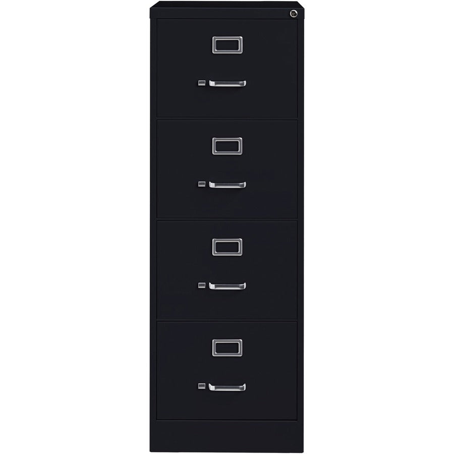 Lorell Fortress Series 26-1/2" Commercial-Grade Vertical File Cabinet - 18" x 26.5" x 52" - 4 x Drawer(s) for File - Legal - Vertical - Lockable, Ball-bearing Suspension, Heavy Duty - Black - Steel - Recycled