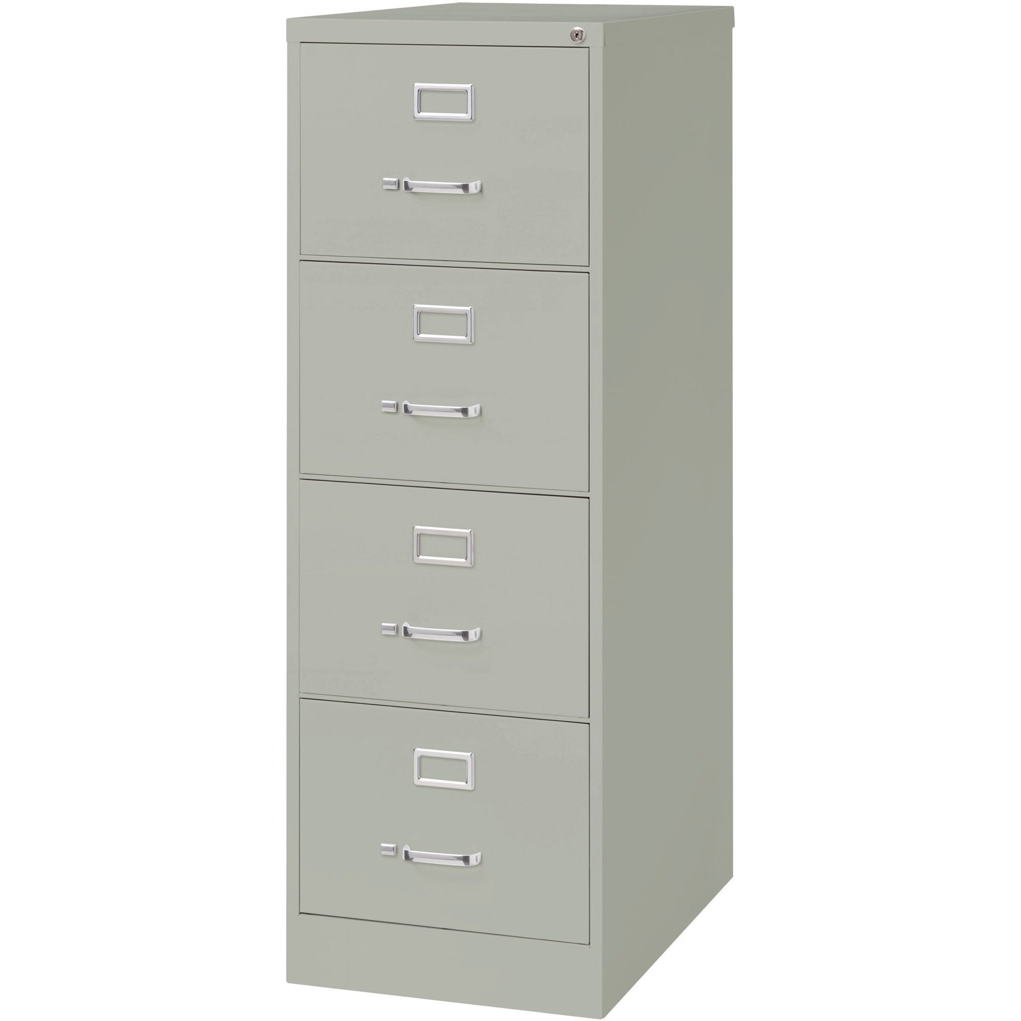 Lorell Fortress Series 26-1/2" Commercial-Grade Vertical File Cabinet - 18" x 26.5" x 52" - 4 x Drawer(s) for File - Legal - Vertical - Lockable, Ball-bearing Suspension, Heavy Duty - Light Gray - Steel - Recycled - 
