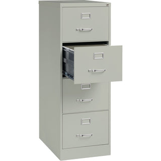 Lorell Fortress Series 26-1/2" Commercial-Grade Vertical File Cabinet - 18" x 26.5" x 52" - 4 x Drawer(s) for File - Legal - Vertical - Lockable, Ball-bearing Suspension, Heavy Duty - Light Gray - Steel - Recycled