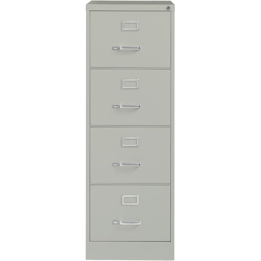 Lorell Fortress Series 26-1/2" Commercial-Grade Vertical File Cabinet - 18" x 26.5" x 52" - 4 x Drawer(s) for File - Legal - Vertical - Lockable, Ball-bearing Suspension, Heavy Duty - Light Gray - Steel - Recycled
