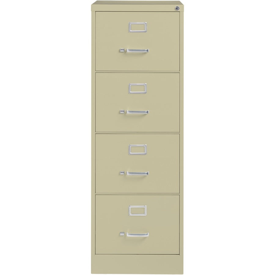 Lorell Fortress Series 26-1/2" Commercial-Grade Vertical File Cabinet - 18" x 26.5" x 52" - 4 x Drawer(s) for File - Legal - Vertical - Lockable, Ball-bearing Suspension, Heavy Duty - Putty - Steel - Recycled