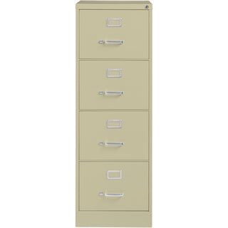 Lorell Fortress Series 26-1/2" Commercial-Grade Vertical File Cabinet - 18" x 26.5" x 52" - 4 x Drawer(s) for File - Legal - Vertical - Lockable, Ball-bearing Suspension, Heavy Duty - Putty - Steel - Recycled