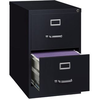 Lorell Fortress Series 26-1/2" Commercial-Grade Vertical File Cabinet - 18" x 26.5" x 28.4" - 2 x Drawer(s) for File - Legal - Vertical - Lockable, Ball-bearing Suspension, Heavy Duty - Black - Steel - Recycled