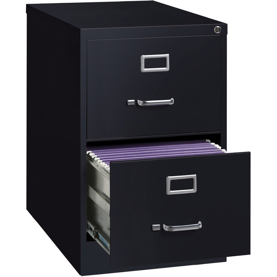 Lorell Fortress Series 26-1/2" Commercial-Grade Vertical File Cabinet - 18" x 26.5" x 28.4" - 2 x Drawer(s) for File - Legal - Vertical - Lockable, Ball-bearing Suspension, Heavy Duty - Black - Steel - Recycled