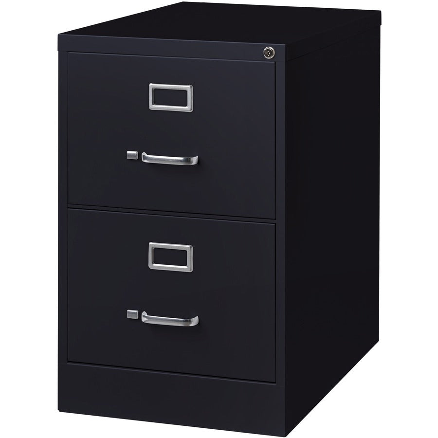 Lorell Fortress Series 26-1/2" Commercial-Grade Vertical File Cabinet - 18" x 26.5" x 28.4" - 2 x Drawer(s) for File - Legal - Vertical - Lockable, Ball-bearing Suspension, Heavy Duty - Black - Steel - Recycled