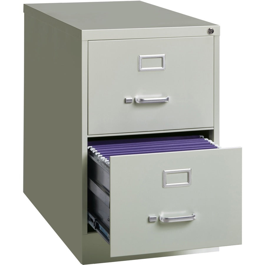 Lorell Fortress Series 26-1/2" Commercial-Grade Vertical File Cabinet - 18" x 26.5" x 28.4" - 2 x Drawer(s) for File - Legal - Vertical - Lockable, Ball-bearing Suspension, Heavy Duty - Light Gray - Steel - Recycled