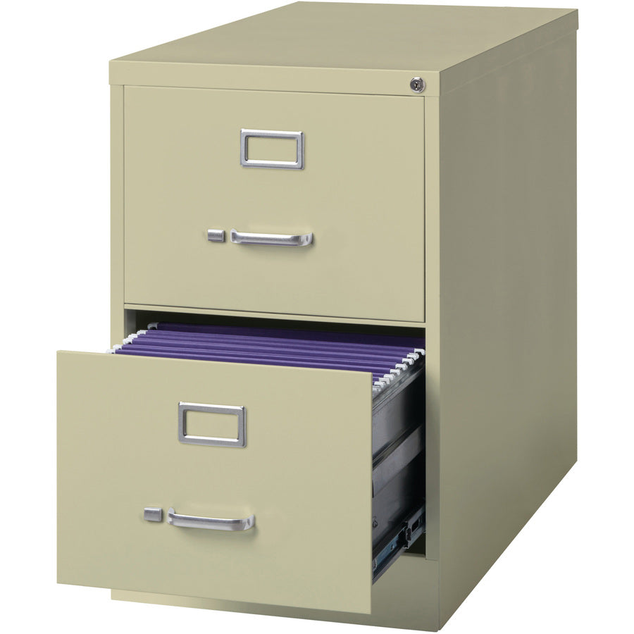 Lorell Fortress Series 26-1/2" Commercial-Grade Vertical File Cabinet - 18" x 26.5" x 28.4" - 2 x Drawer(s) for File - Legal - Vertical - Lockable, Ball-bearing Suspension, Heavy Duty - Putty - Steel - Recycled - 
