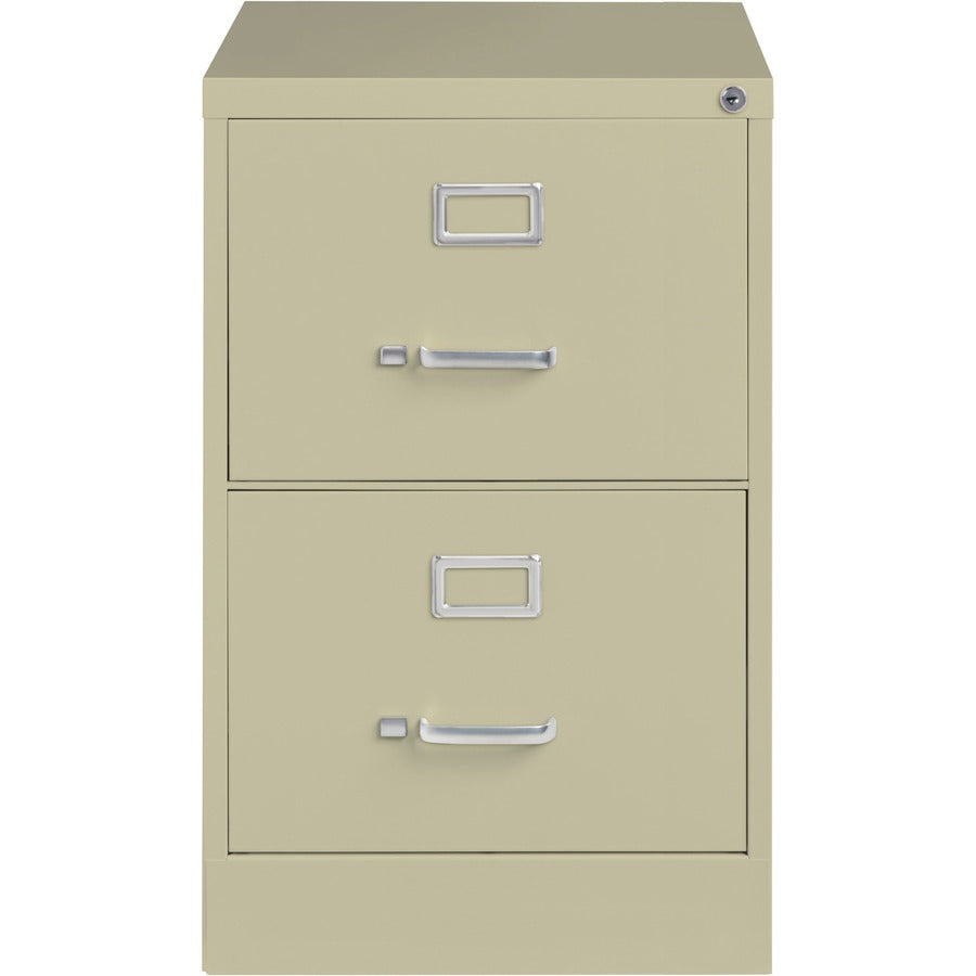 Lorell Fortress Series 26-1/2" Commercial-Grade Vertical File Cabinet - 18" x 26.5" x 28.4" - 2 x Drawer(s) for File - Legal - Vertical - Lockable, Ball-bearing Suspension, Heavy Duty - Putty - Steel - Recycled
