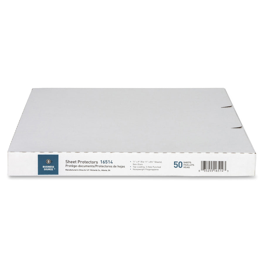 Business Source Nonglare Top-loading Sheet Protectors - 11" Height x 9" Width - 3.3 mil Thickness - For Letter 8 1/2" x 11" Sheet - Rectangular - Non-glare - Polypropylene - 50 / Box - 