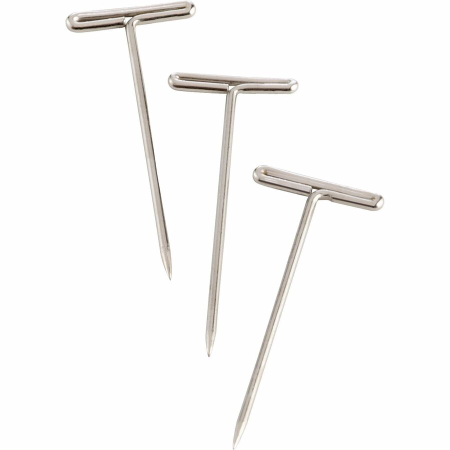 business-source-high-quality-steel-t-pins-056-head-2-length-x-06-width-100-box-silver-steel_bsn32351 - 2