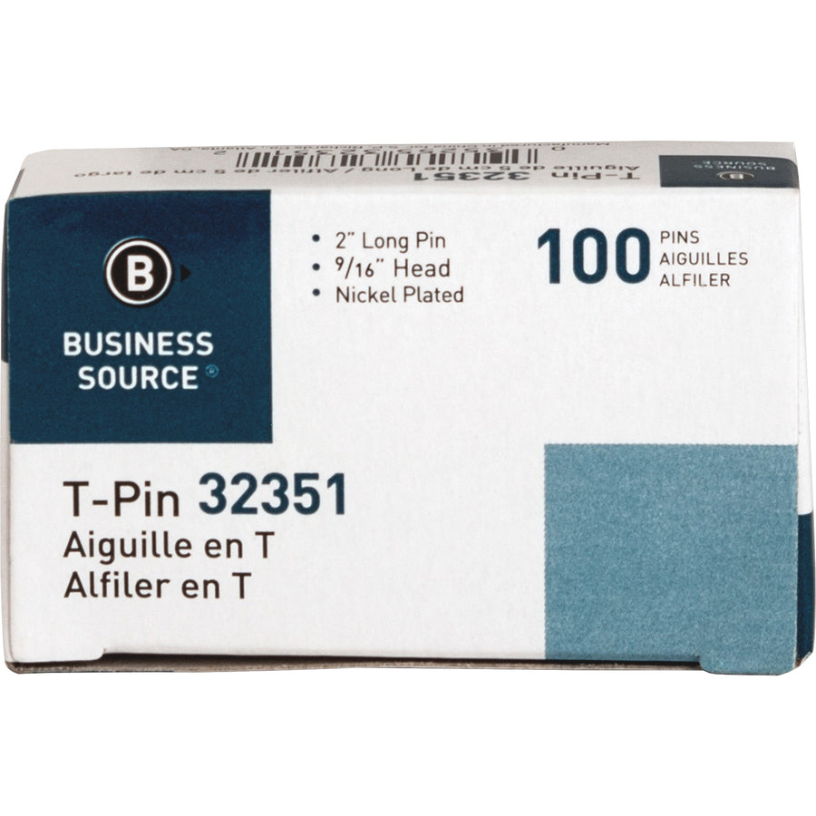 business-source-high-quality-steel-t-pins-056-head-2-length-x-06-width-100-box-silver-steel_bsn32351 - 3