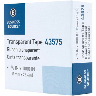 Business Source All-purpose Transparent Glossy Tape - 27.78 yd Length x 0.75" Width - 1" Core - For Sealing, Mending, Protecting - 12 / Pack - Clear