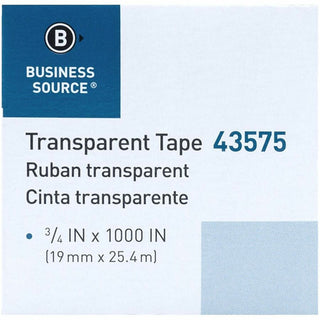Business Source All-purpose Transparent Glossy Tape - 27.78 yd Length x 0.75" Width - 1" Core - For Sealing, Mending, Protecting - 12 / Pack - Clear