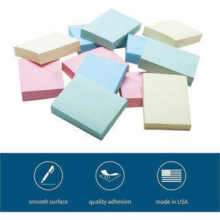 Business Source Premium Plain Pastel Adhesive Notes - 1.50" x 2" - Rectangle - Unruled - Pastel - Self-adhesive, Repositionable, Solvent-free Adhesive - 12 / Pack