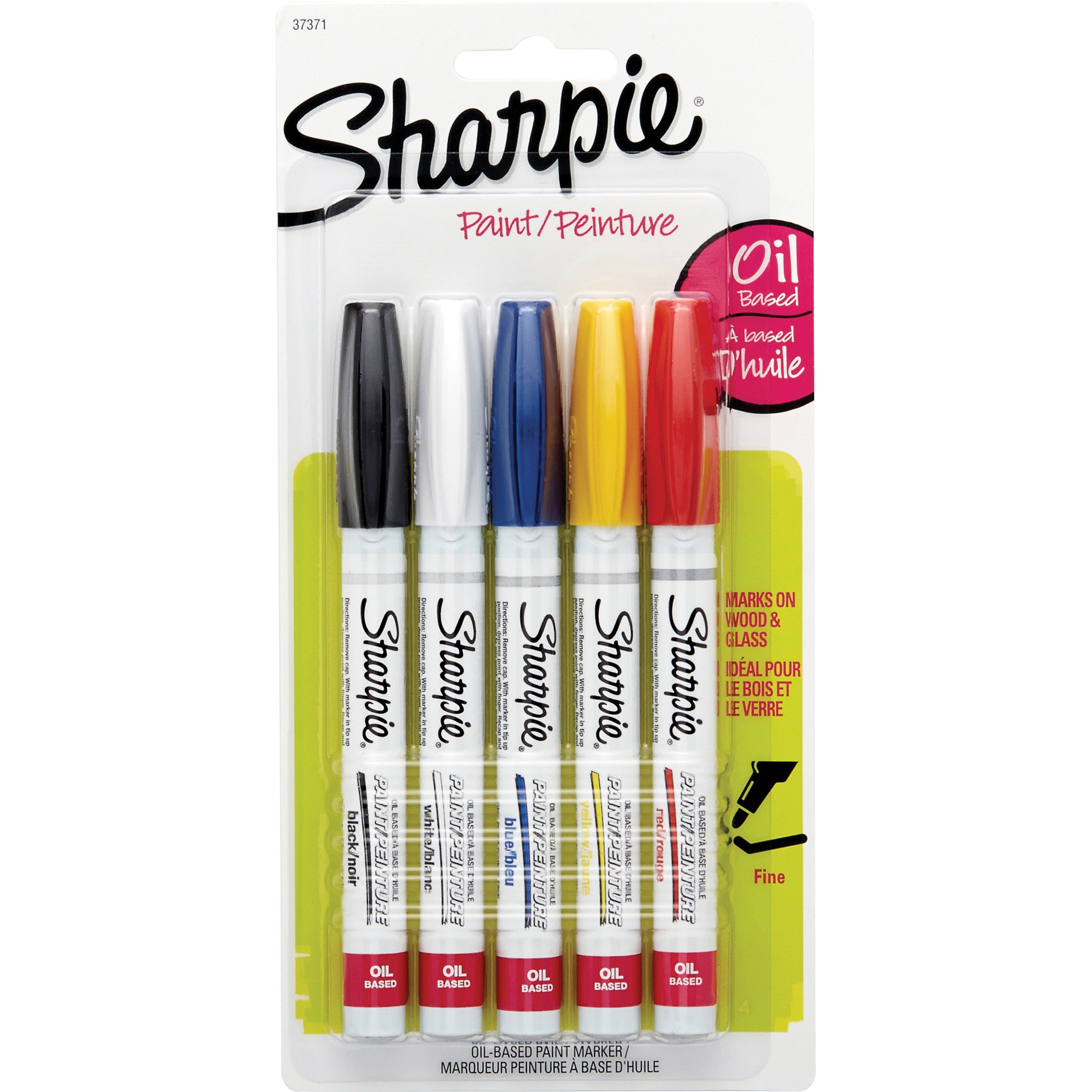 Sharpie Oil-Based Paint Marker - Fine Point - Fine Marker Point - Assorted Oil Based Ink - 5 / Pack