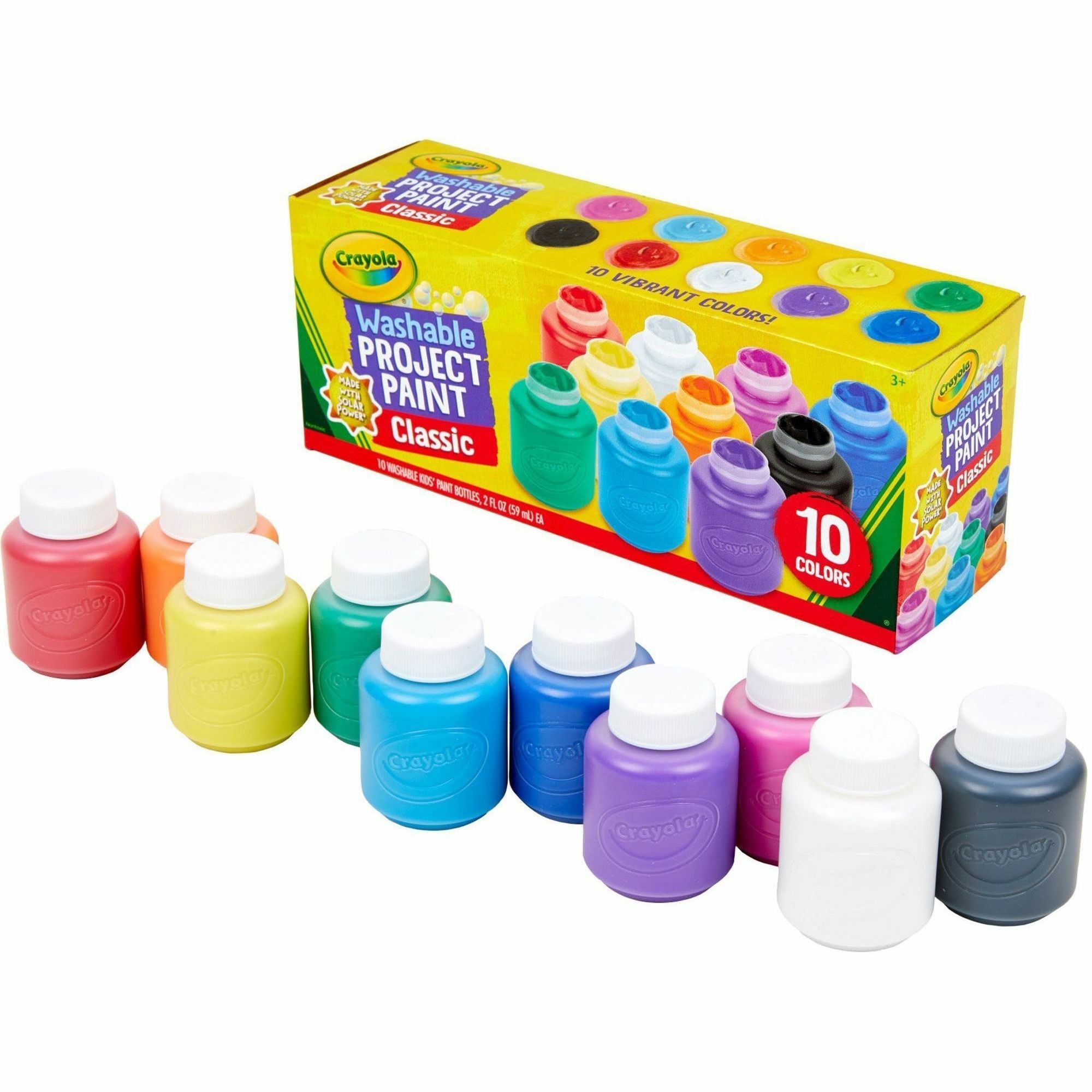 Crayola Washable Kids' Paint Set - 2 fl oz - 10 / Set - Blue, White, Violet, Brown, Green, Turquoise, Red, Yellow, Orange, Magenta - 