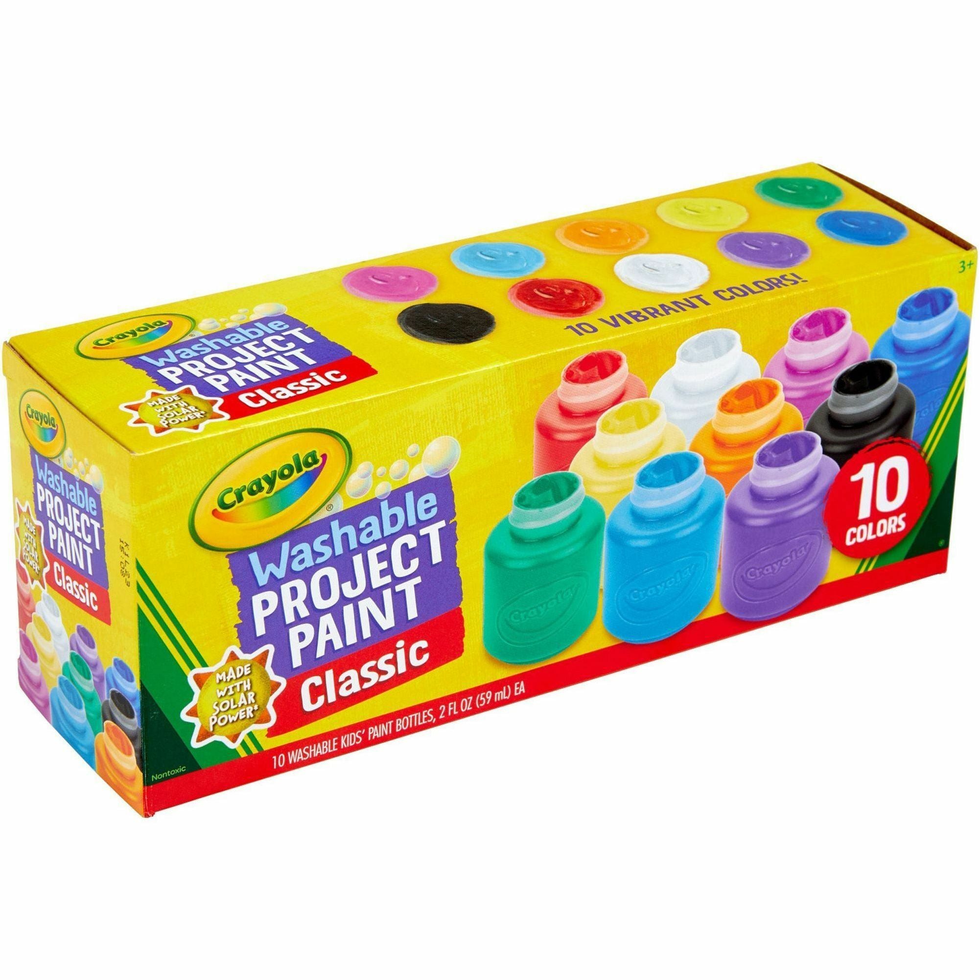 Crayola Washable Kids' Paint Set - 2 fl oz - 10 / Set - Blue, White, Violet, Brown, Green, Turquoise, Red, Yellow, Orange, Magenta - 