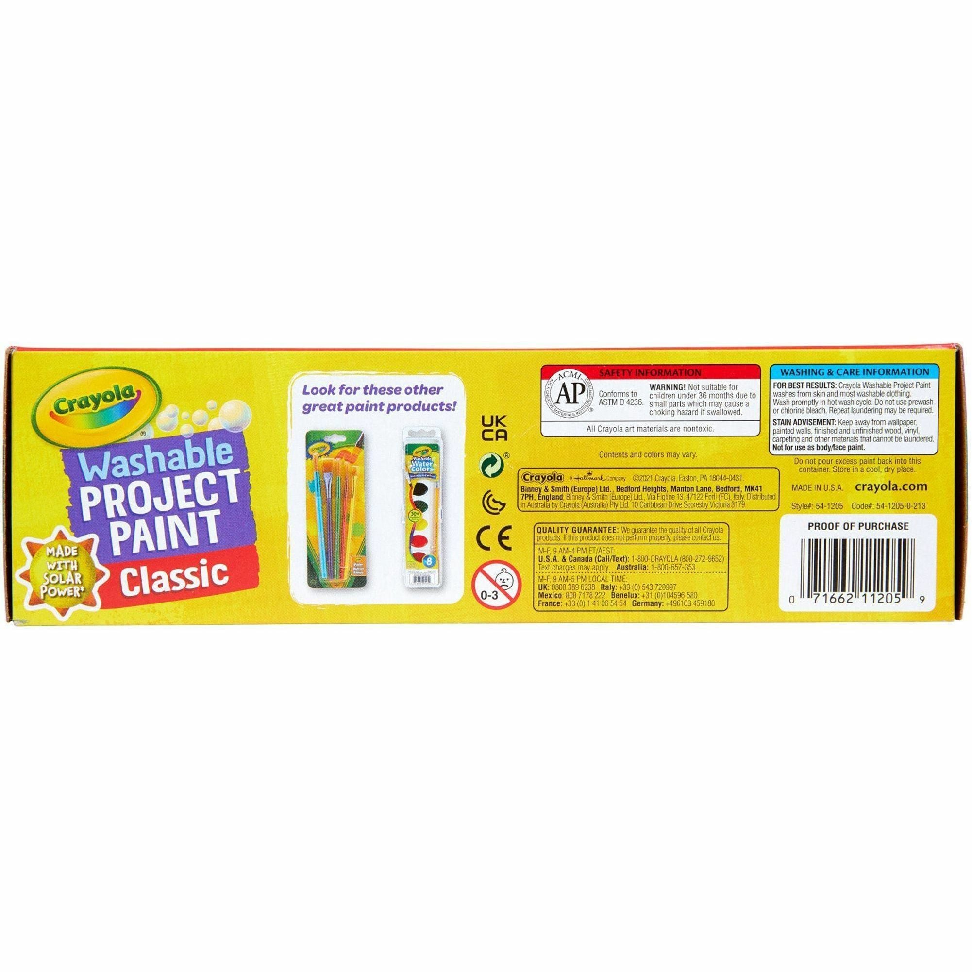 Crayola Washable Kids' Paint Set - 2 fl oz - 10 / Set - Blue, White, Violet, Brown, Green, Turquoise, Red, Yellow, Orange, Magenta - 