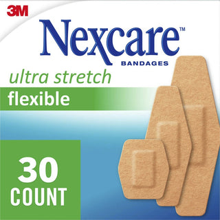 Nexcare Soft 'n Flex Bandages - Assorted Sizes - 0.94" x 1.13" , 1.13" x 3" , 0.88" x 2.25" - 30/Box - 30 Per Box - Tan - Fabric