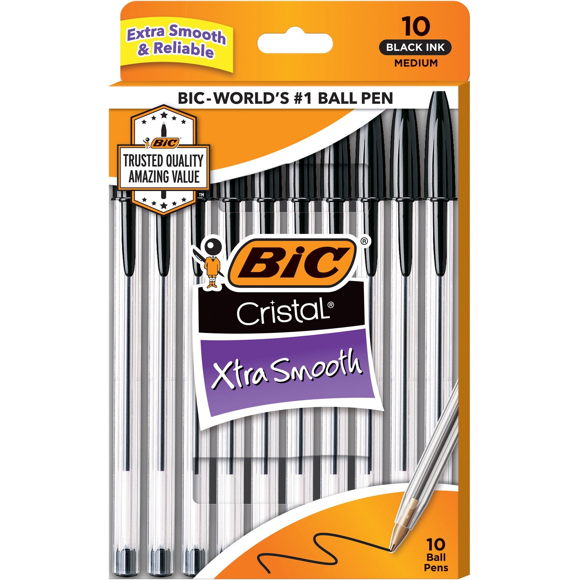 bic-cristal-ballpoint-stick-pens-medium-pen-point-black-clear-barrel-10-pack_bicmsp10bk - 1