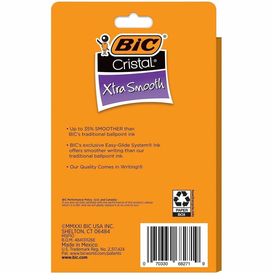 BIC Cristal Ballpoint Stick Pens - Medium Pen Point - Black - Clear Barrel - 10 / Pack