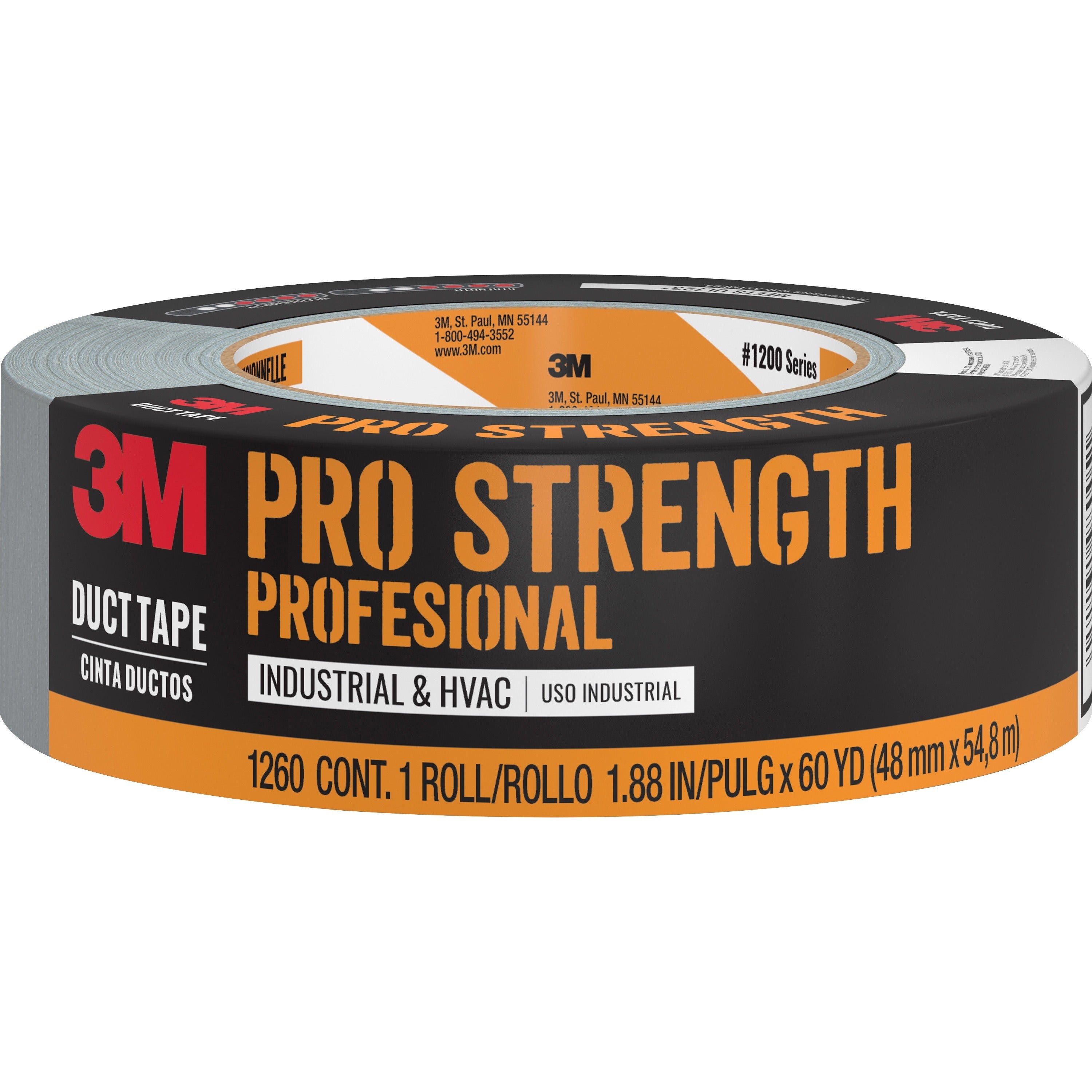 scotch-pro-strength-duct-tape-60-yd-length-x-188-width-3-core-polyethylene-coated-cloth-backing-water-proof-weather-resistant-moisture-resistant-for-multipurpose-repairing-1-roll-gray_mmm1260a - 1