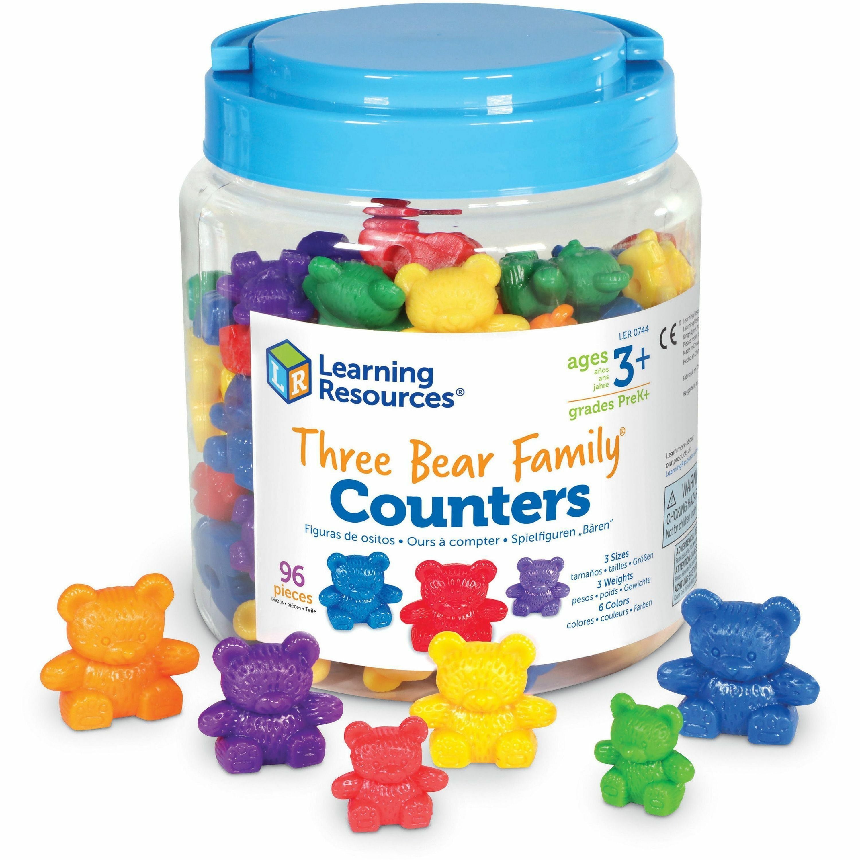 Three Bear Family Counters Set - Learning Theme/SubjectSkill Learning: Size Differentiation - 96 x Bear Shape - Assorted - Plastic - 96 / Set