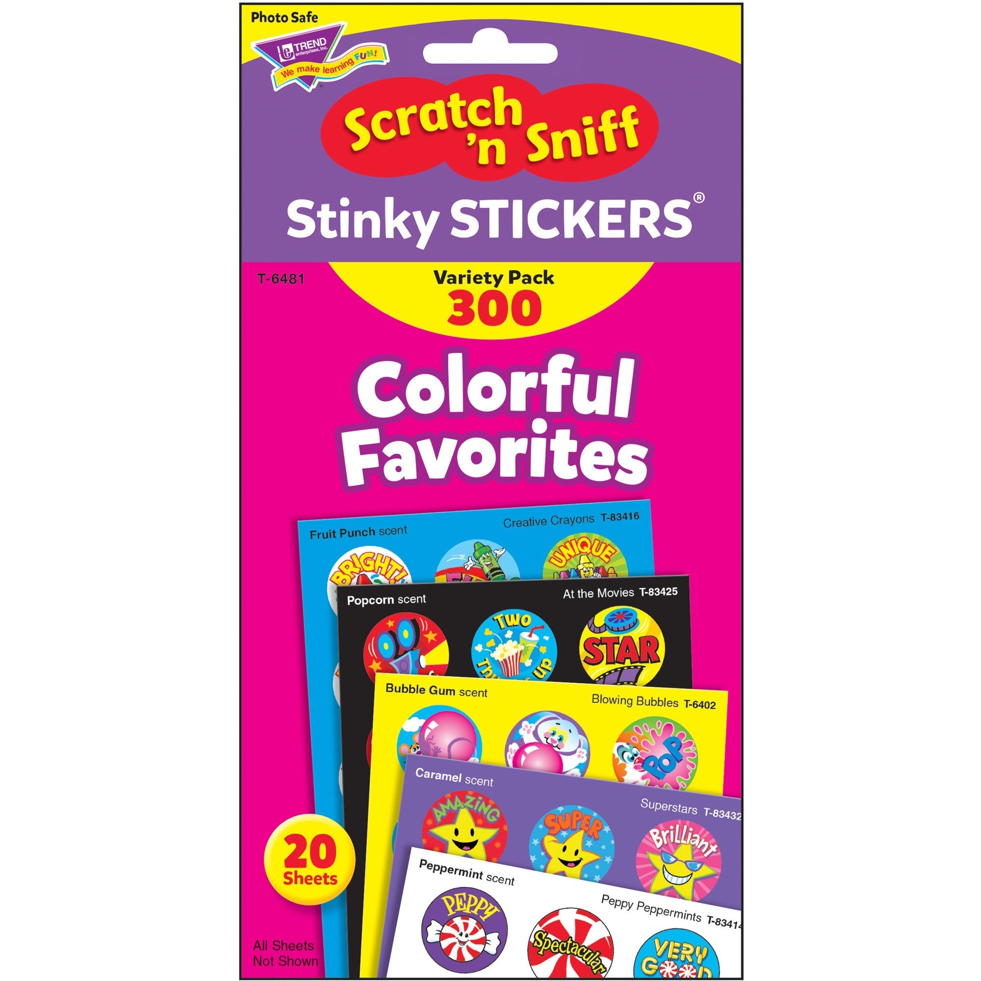 Stinky Stickers Variety Pack, Colorful Favorites, Assorted Colors, 300/Pack