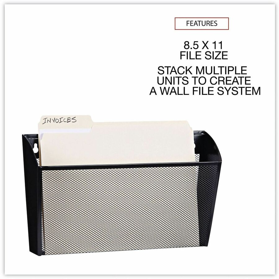 Metal Mesh Wall File, Letter Size, 14" x 3.1" x 8.2", Black