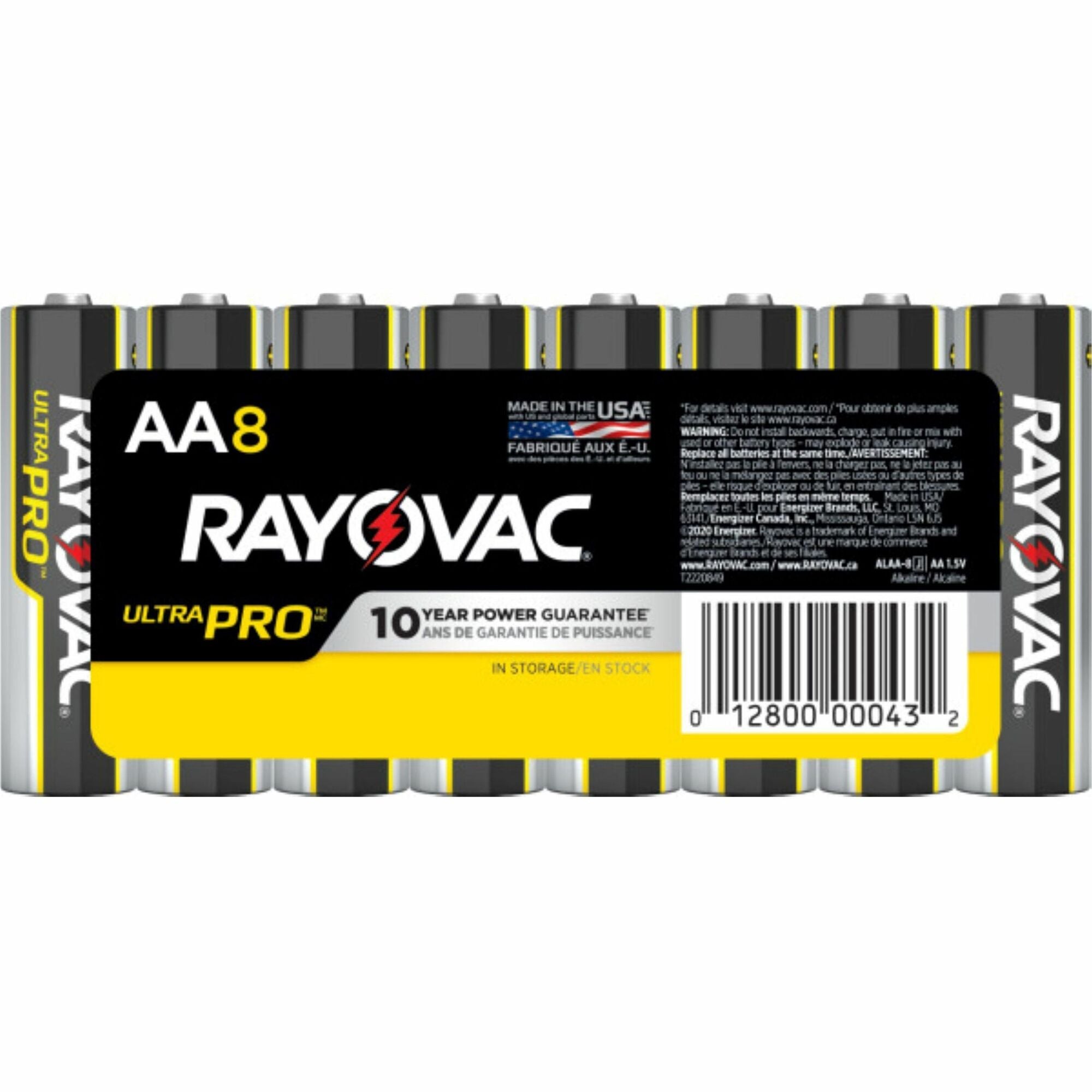 Rayovac Ultra Pro Alkaline AA Batteries - For Multipurpose - AA - 1.5 V DC - 8 / Pack - 1