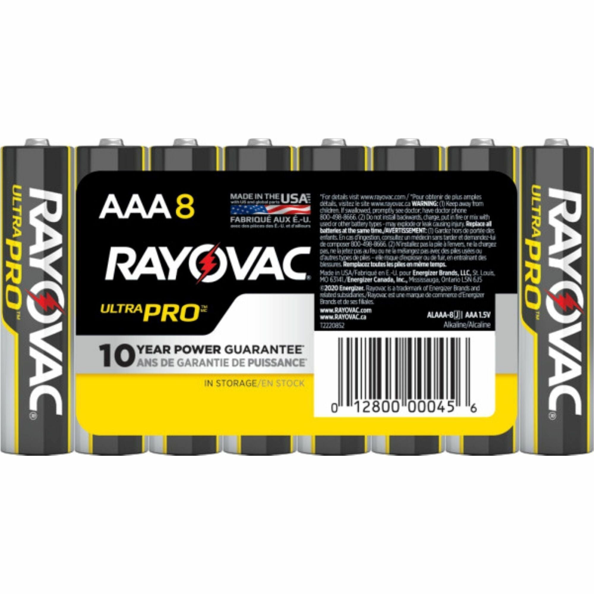 Rayovac Ultra Pro Alkaline AAA Batteries - For Multipurpose - AAA - 1.5 V DC - 8 / Pack - 1