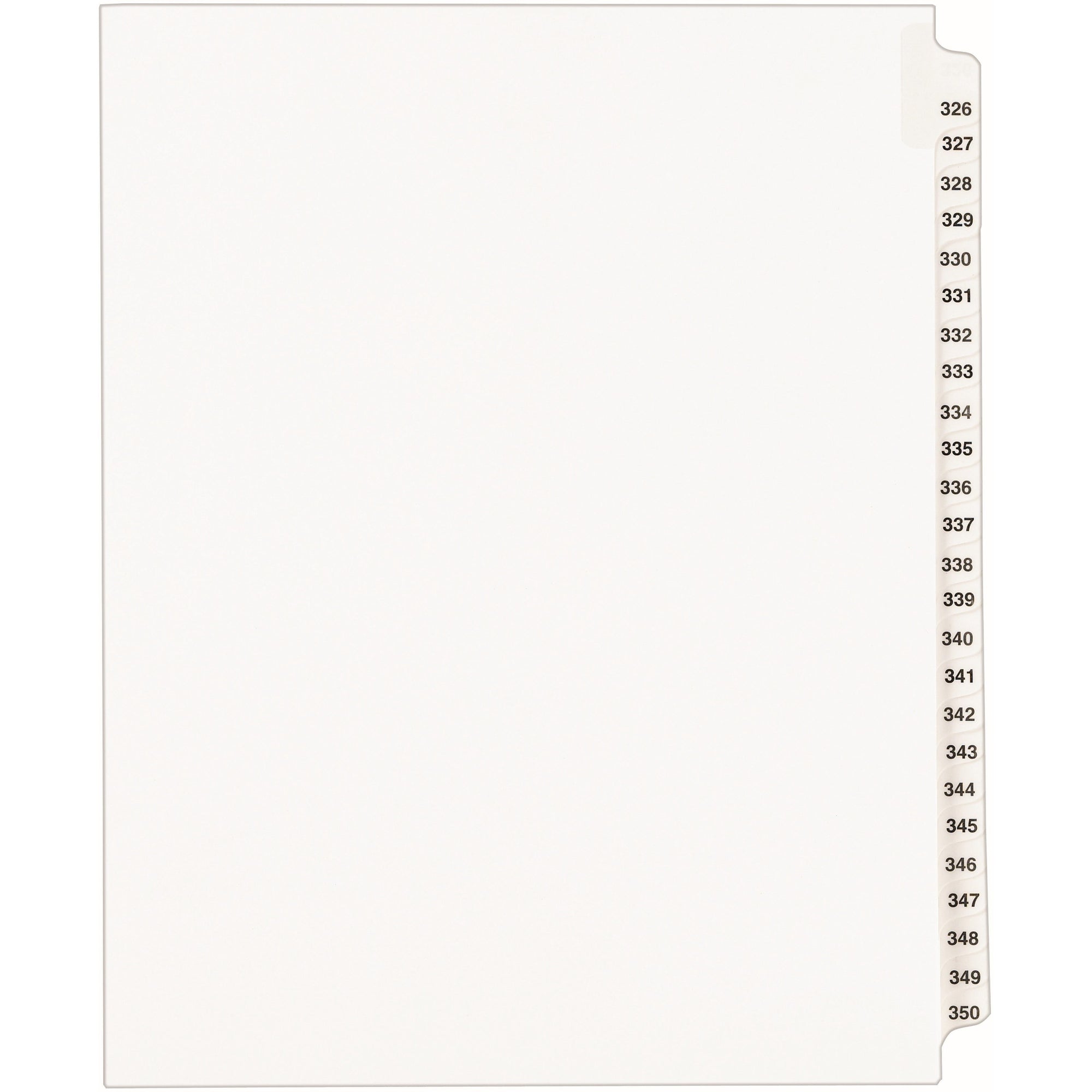 Preprinted Legal Exhibit Side Tab Index Dividers, Avery Style, 25-Tab, 326 to 350, 11 x 8.5, White, 1 Set, (1343)