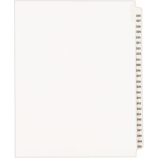 Preprinted Legal Exhibit Side Tab Index Dividers, Avery Style, 25-Tab, 326 to 350, 11 x 8.5, White, 1 Set, (1343)