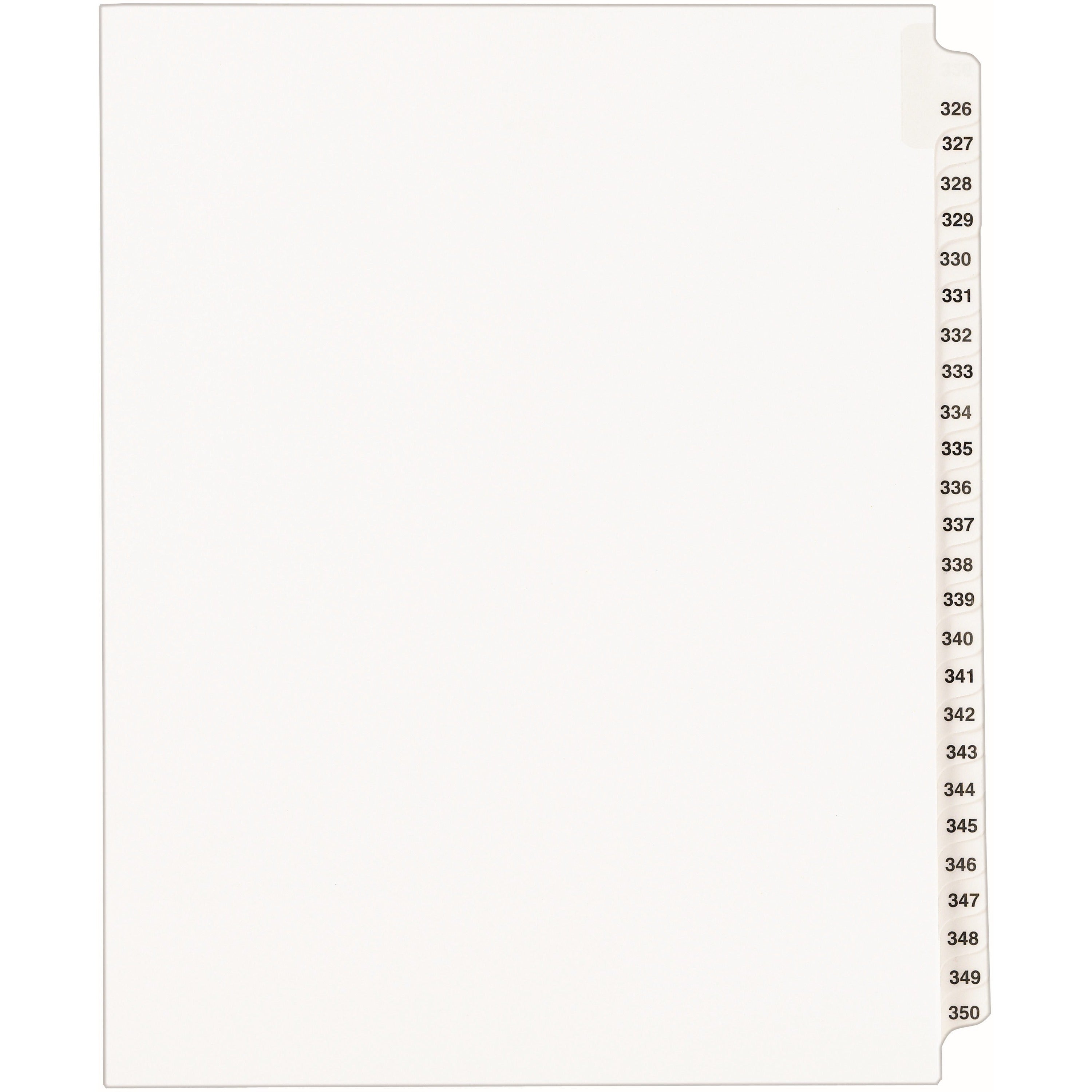 Preprinted Legal Exhibit Side Tab Index Dividers, Avery Style, 25-Tab, 326 to 350, 11 x 8.5, White, 1 Set, (1343)