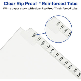 Preprinted Legal Exhibit Side Tab Index Dividers, Avery Style, 25-Tab, 326 to 350, 11 x 8.5, White, 1 Set, (1343)