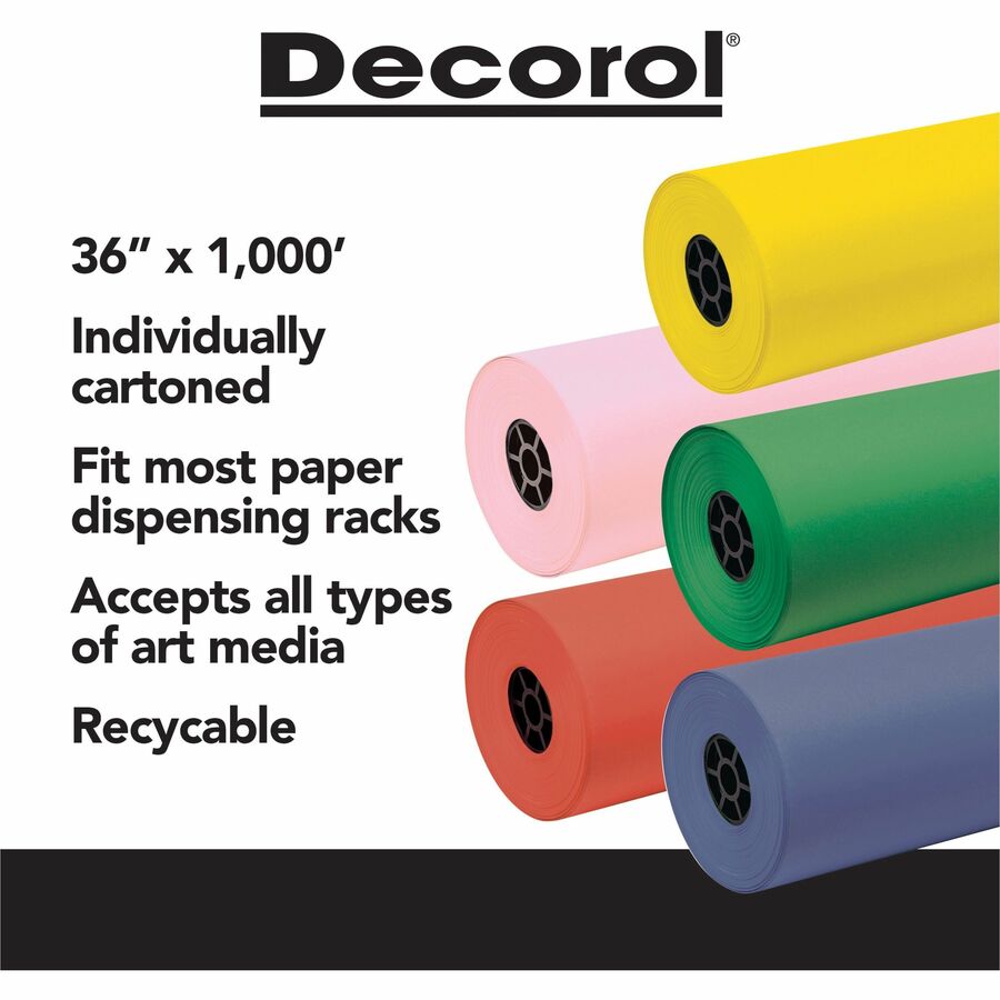Decorol Flame-Retardant Art Paper Roll - Art, Classroom, Office, Banner, Bulletin Board - 7"Height x 36"Width x 1000 ftLength - 1 / Roll - Yellow - Sulphite - 