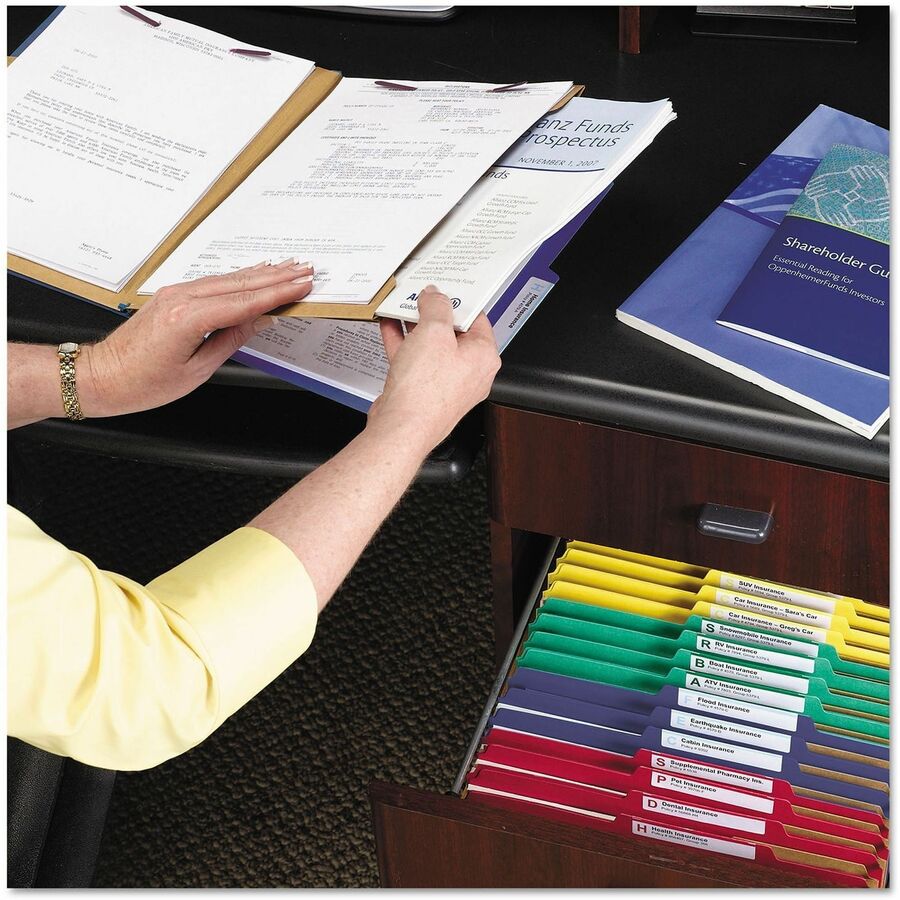6-Section Pressboard Top Tab Pocket Classification Folders, 6 SafeSHIELD Fasteners, 2 Dividers, Letter Size, Dark Blue, 10/BX