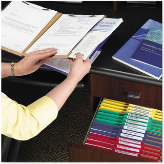 6-Section Pressboard Top Tab Pocket Classification Folders, 6 SafeSHIELD Fasteners, 2 Dividers, Letter Size, Dark Blue, 10/BX