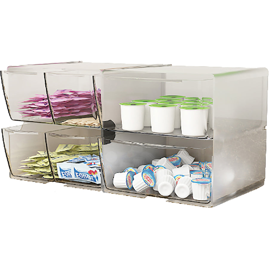 Stackable Cube Organizer, 4 Compartments, 4 Drawers, Plastic, 6 x 7.2 x 6, Clear