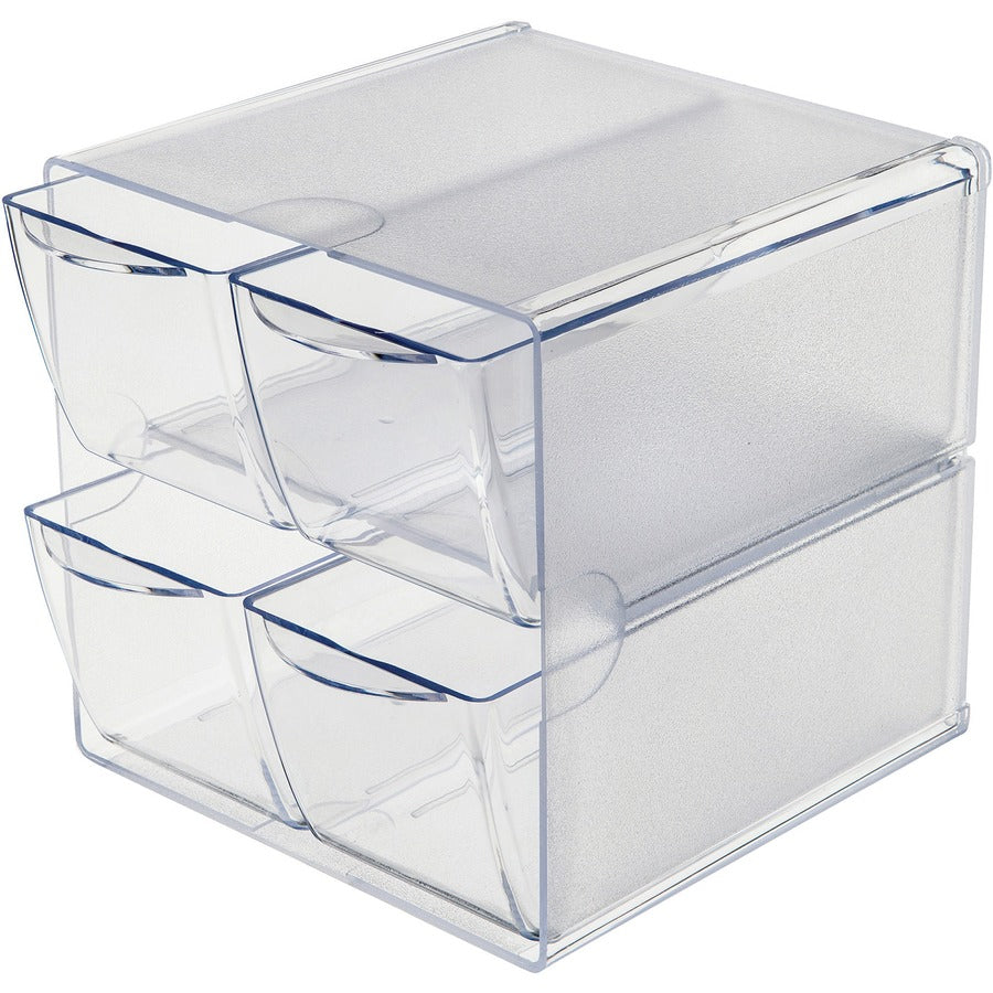 Stackable Cube Organizer, 4 Compartments, 4 Drawers, Plastic, 6 x 7.2 x 6, Clear