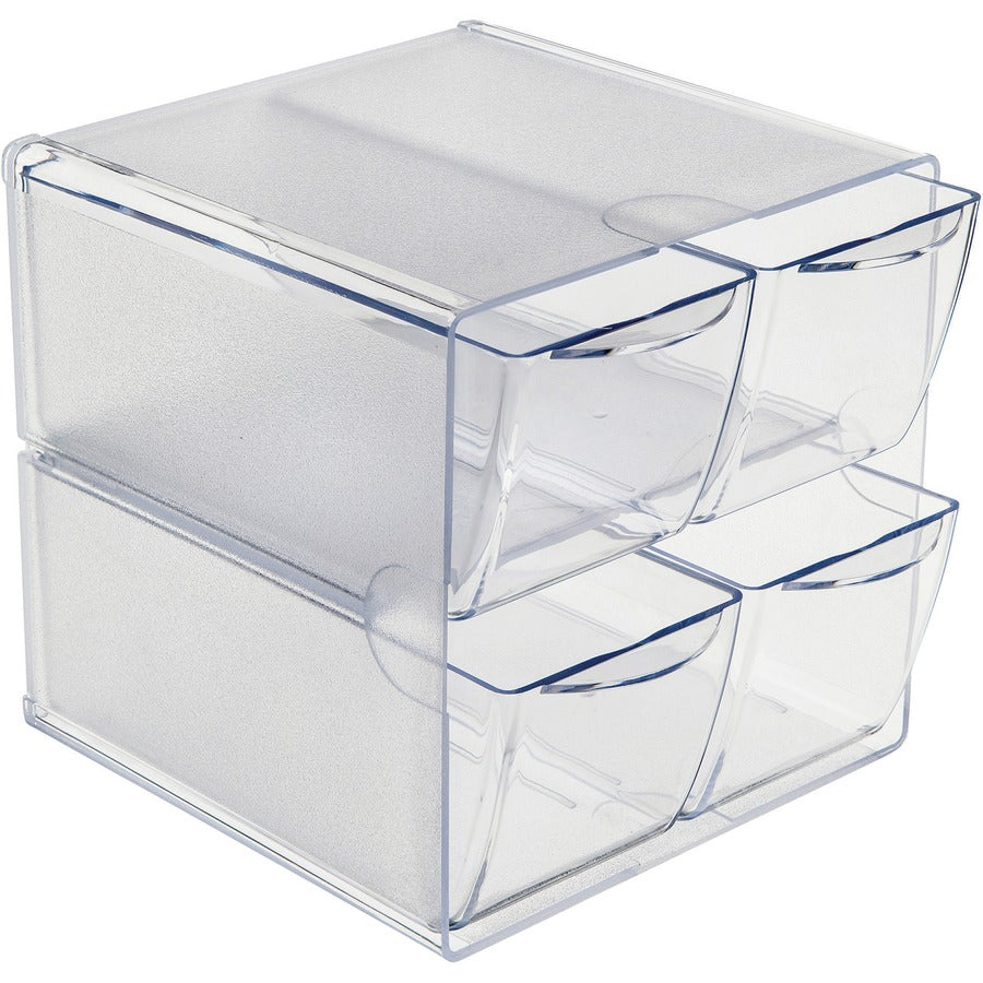 Stackable Cube Organizer, 4 Compartments, 4 Drawers, Plastic, 6 x 7.2 x 6, Clear