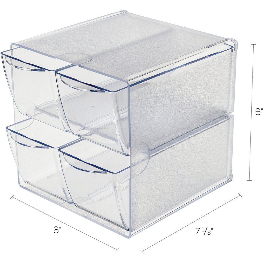 Stackable Cube Organizer, 4 Compartments, 4 Drawers, Plastic, 6 x 7.2 x 6, Clear