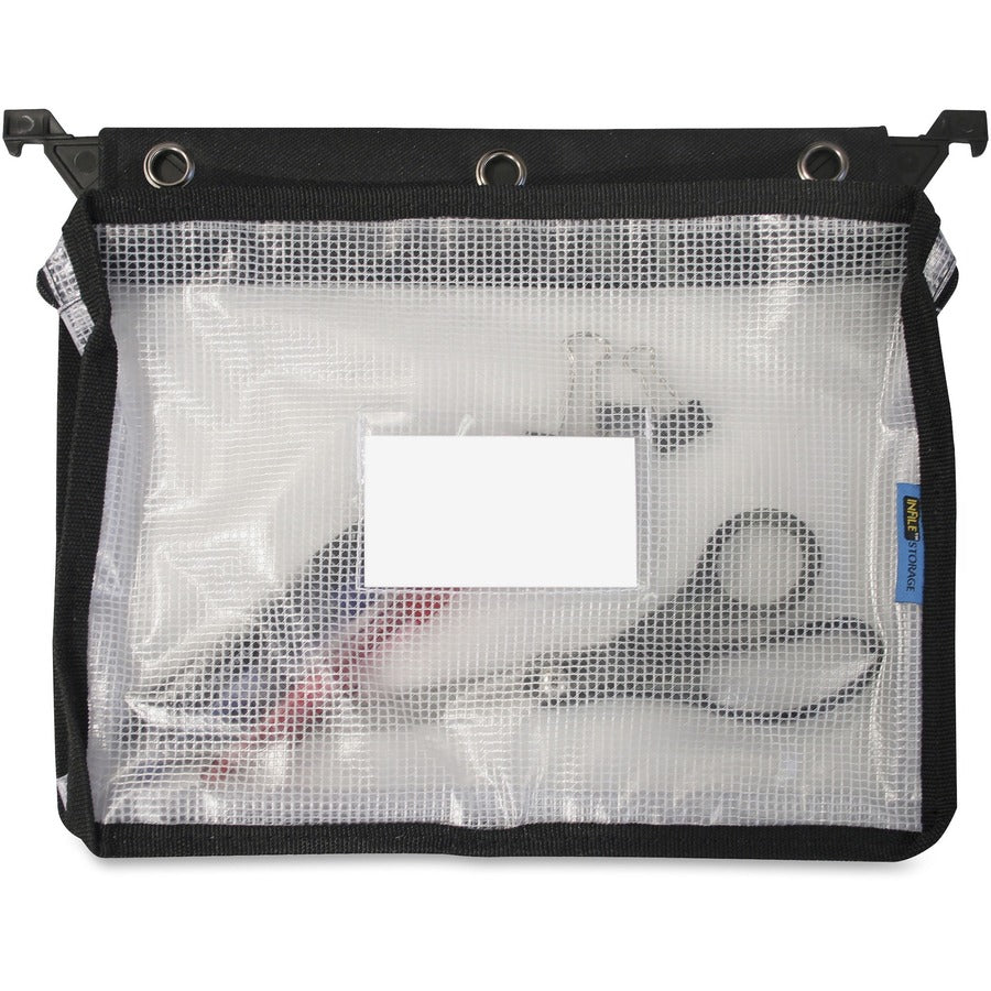 Expanding Zipper Pouch, 13 x 9.25, Black/Clear