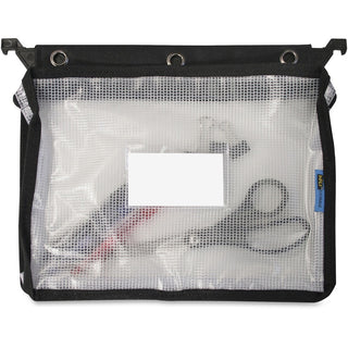 Expanding Zipper Pouch, 13 x 9.25, Black/Clear