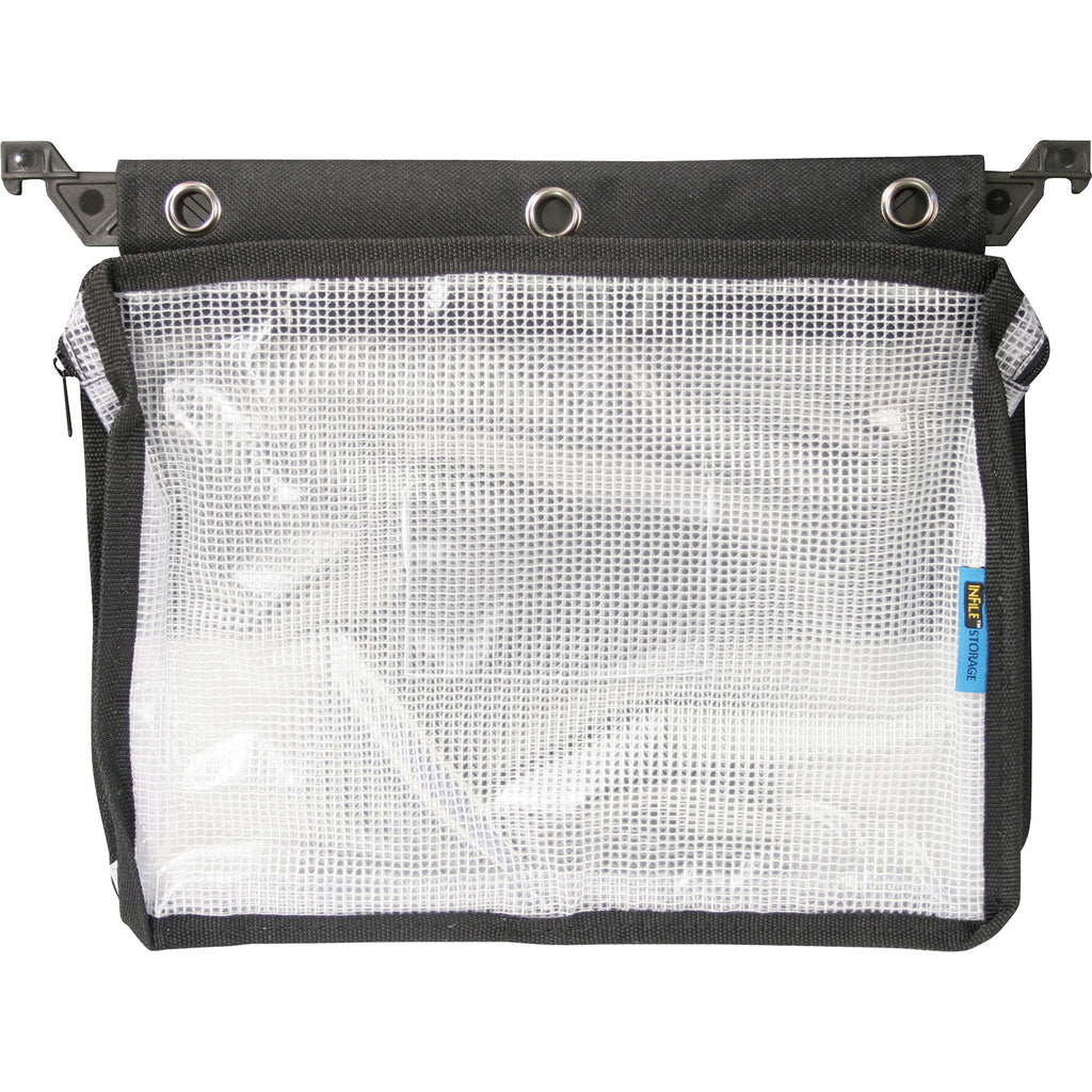 Expanding Zipper Pouch, 13 x 9.25, Black/Clear