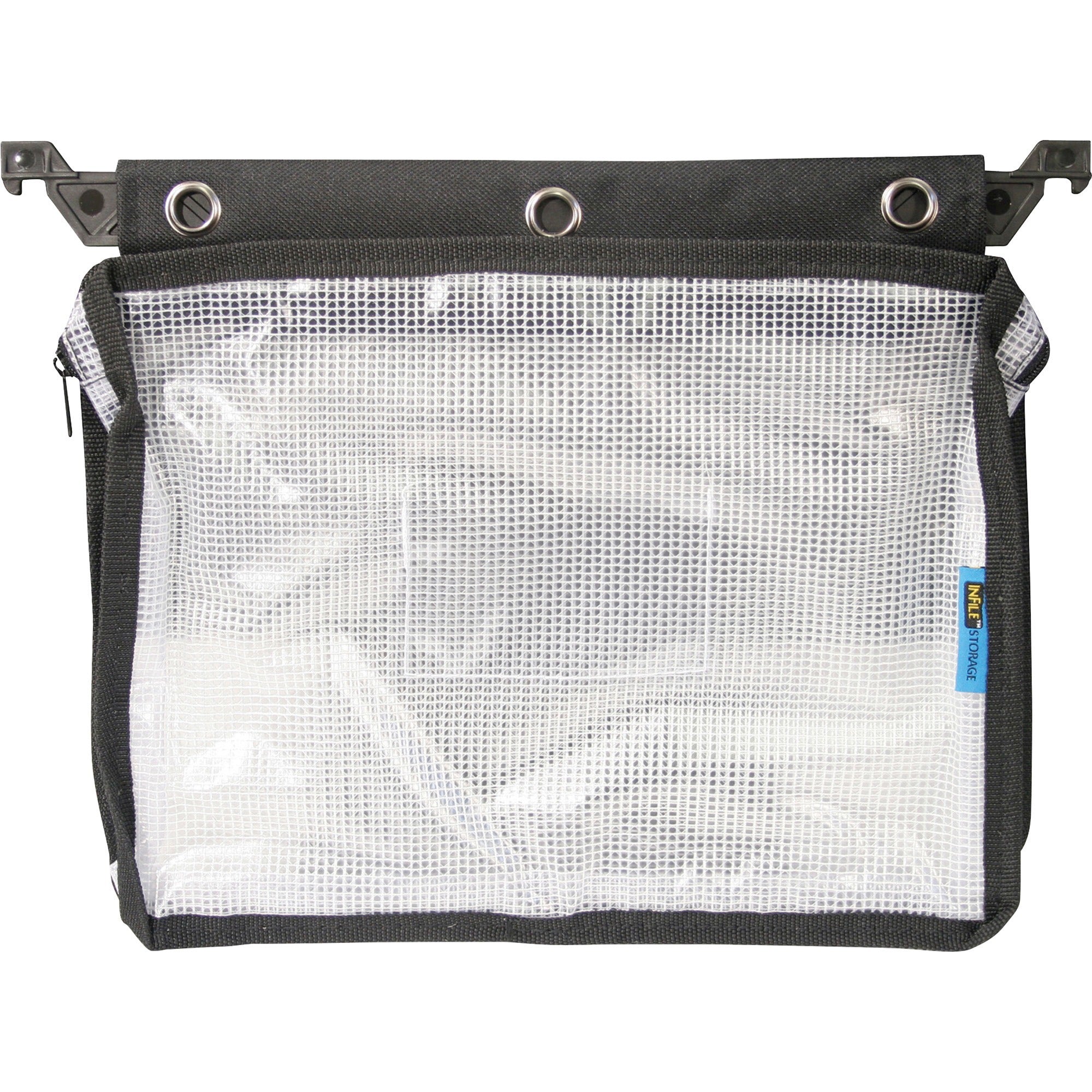 Expanding Zipper Pouch, 13 x 9.25, Black/Clear